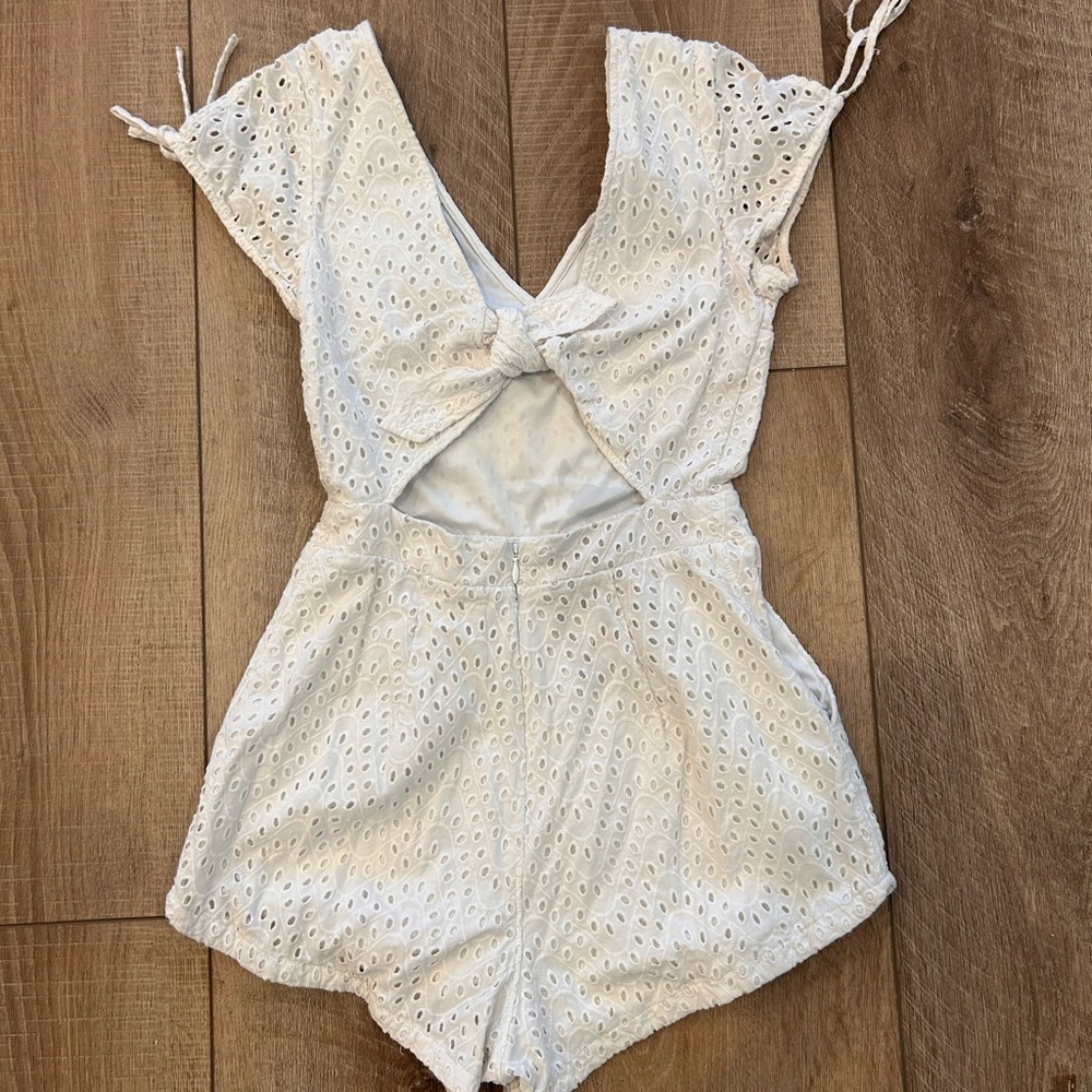 Express White Eyelet One Piece - Picture 2 of 5